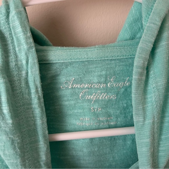 American Eagle Light Blue Mint Green Zip-Up Hoodie Lightweight Women’s Small - Picture 2 of 6